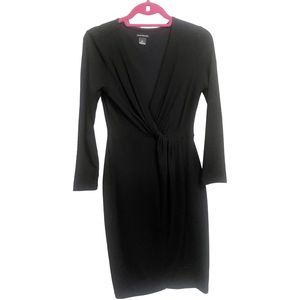 Club Monaco Black Front Twist Elegant Midi Dress Size S